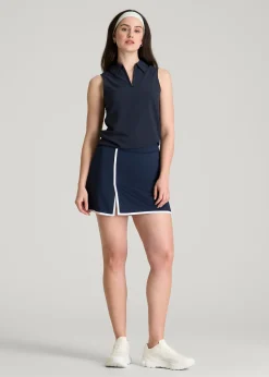 Coastal Perforated Sleeveless Polo for Tall Women