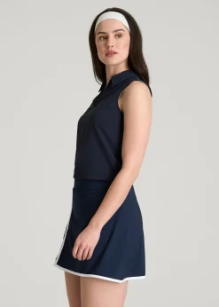 Coastal Perforated Sleeveless Polo for Tall Women