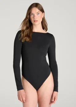Contour Jersey Scoop Back Long Sleeve Bodysuit for Tall Women