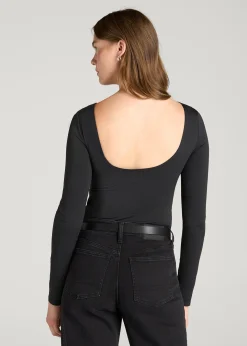Contour Jersey Scoop Back Long Sleeve Bodysuit for Tall Women