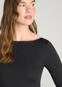 Contour Jersey Scoop Back Long Sleeve Bodysuit for Tall Women