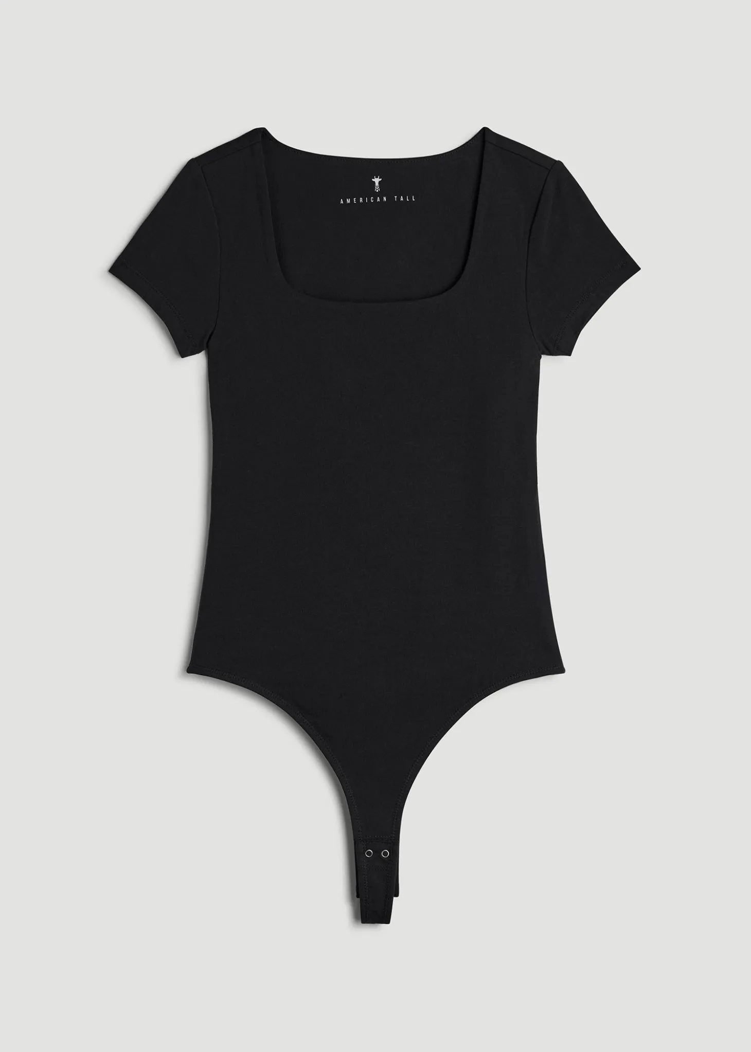 Cotton Blend Short Sleeve Square Neck Bodysuit for Tall Women