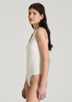 Cotton Blend Sleeveless V-Neck Bodysuit for Tall Women