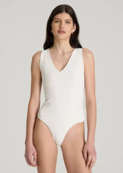 Cotton Blend Sleeveless V-Neck Bodysuit for Tall Women