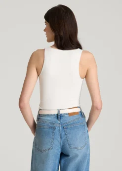 Cotton Blend Sleeveless V-Neck Bodysuit for Tall Women