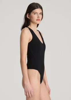 Cotton Blend Sleeveless V-Neck Bodysuit for Tall Women