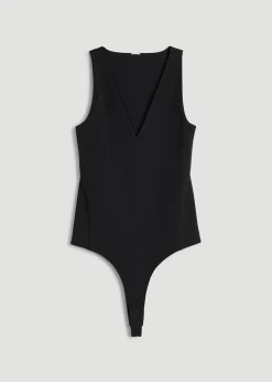 Cotton Blend Sleeveless V-Neck Bodysuit for Tall Women