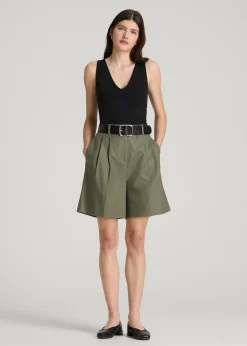 Cotton Blend Sleeveless V-Neck Bodysuit for Tall Women