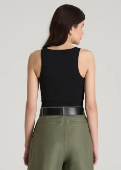 Cotton Blend Sleeveless V-Neck Bodysuit for Tall Women