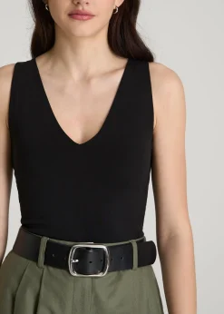 Cotton Blend Sleeveless V-Neck Bodysuit for Tall Women