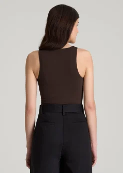 Cotton Blend Sleeveless V-Neck Bodysuit for Tall Women