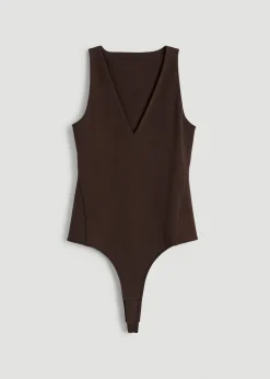 Cotton Blend Sleeveless V-Neck Bodysuit for Tall Women