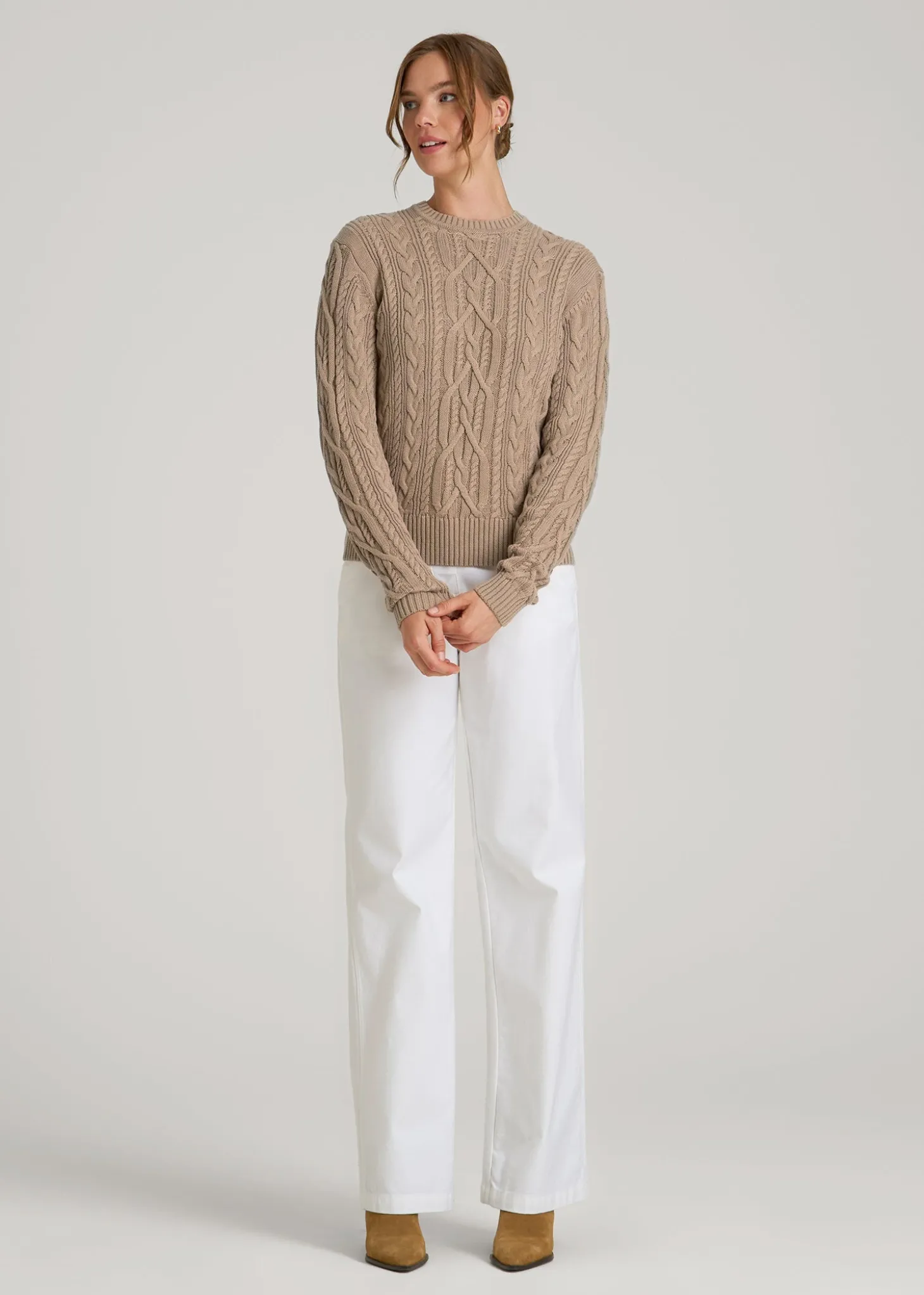 Cotton Crewneck Sweater for Tall Women