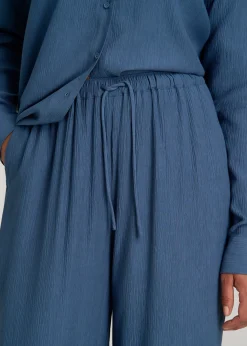 Crinkle Pull-on Wide-leg Pants for Tall Women
