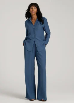 Crinkle Pull-on Wide-leg Pants for Tall Women