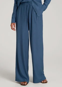 Crinkle Pull-on Wide-leg Pants for Tall Women