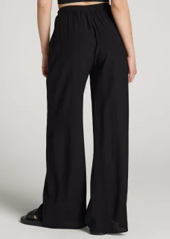 Crinkle Pull-on Wide-leg Pants for Tall Women