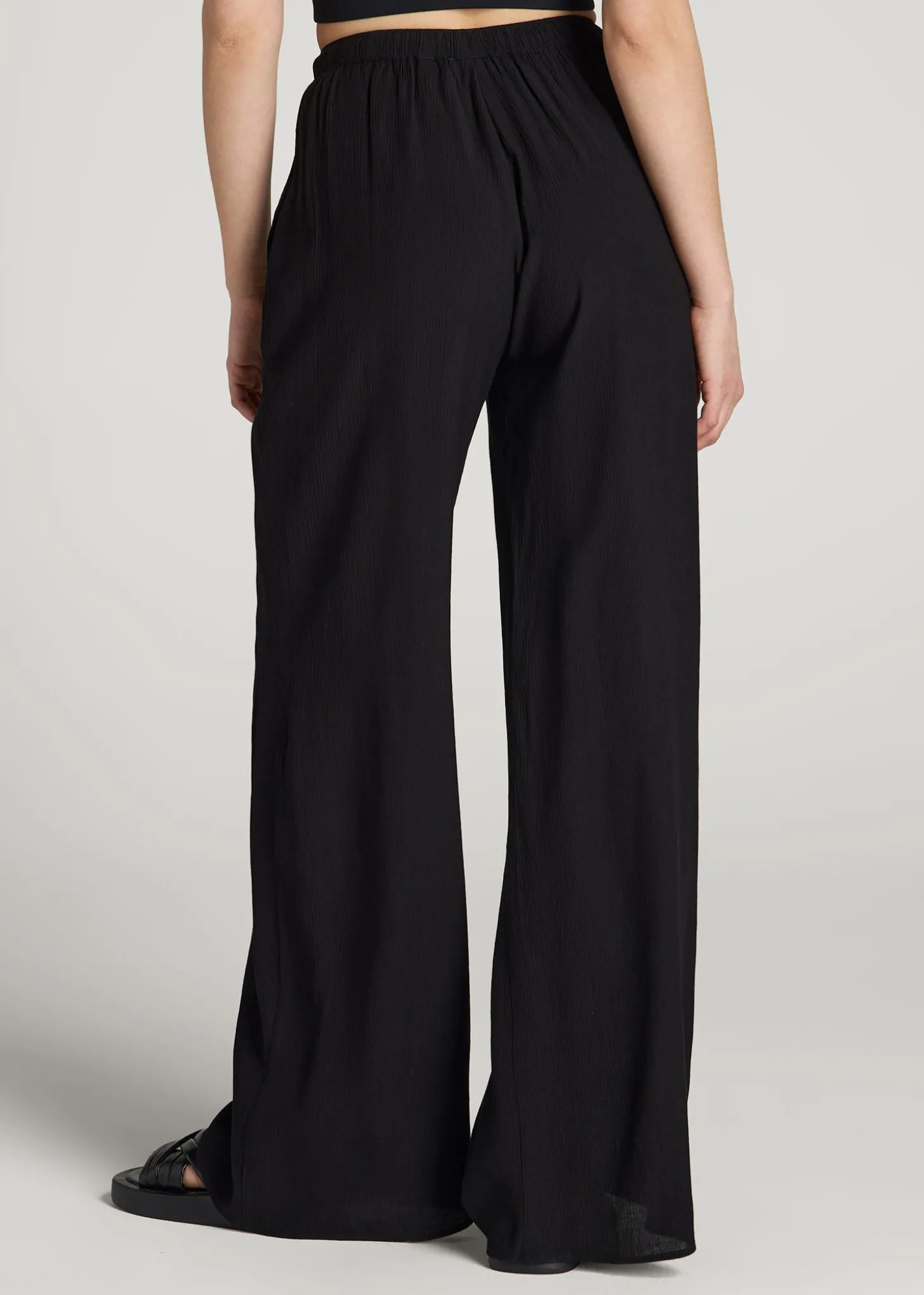 Crinkle Pull-on Wide-leg Pants for Tall Women
