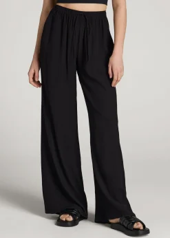 Crinkle Pull-on Wide-leg Pants for Tall Women
