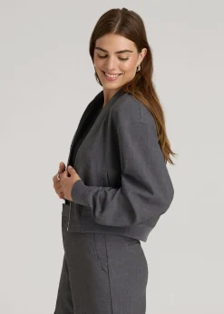 Cropped Bomber Jacket for Tall Women