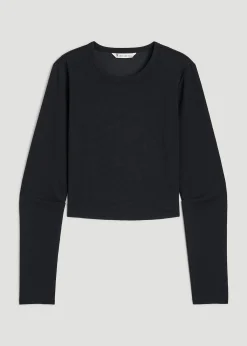 Cropped Long Sleeve Waffle Shirt for Tall Women