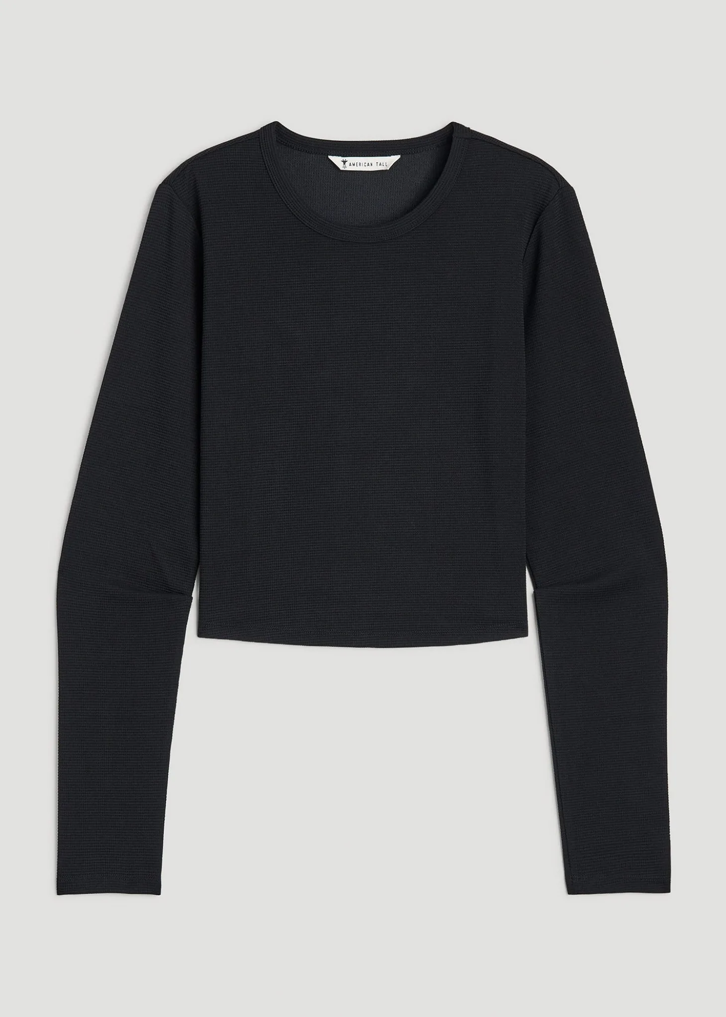 Cropped Long Sleeve Waffle Shirt for Tall Women