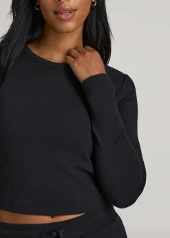 Cropped Long Sleeve Waffle Shirt for Tall Women