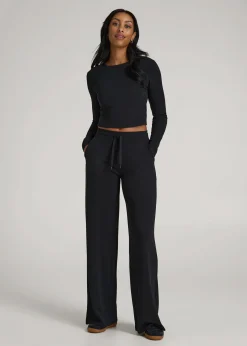 Cropped Long Sleeve Waffle Shirt for Tall Women