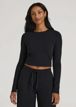 Cropped Long Sleeve Waffle Shirt for Tall Women