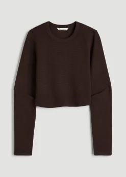 Cropped Long Sleeve Waffle Top for Tall Women