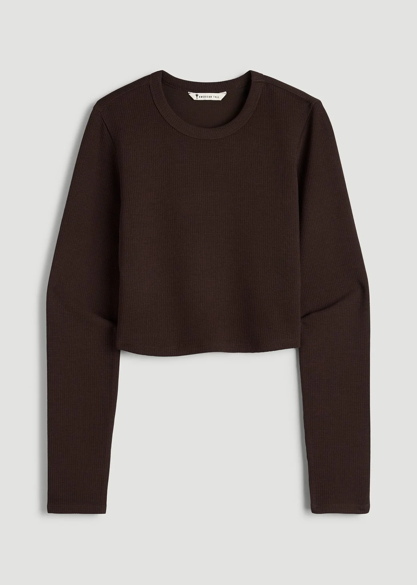 Cropped Long Sleeve Waffle Top for Tall Women