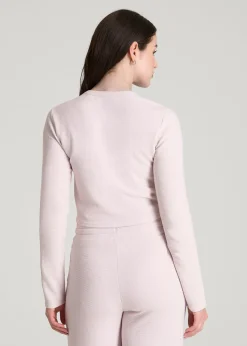 Cropped Long Sleeve Waffle Top for Tall Women