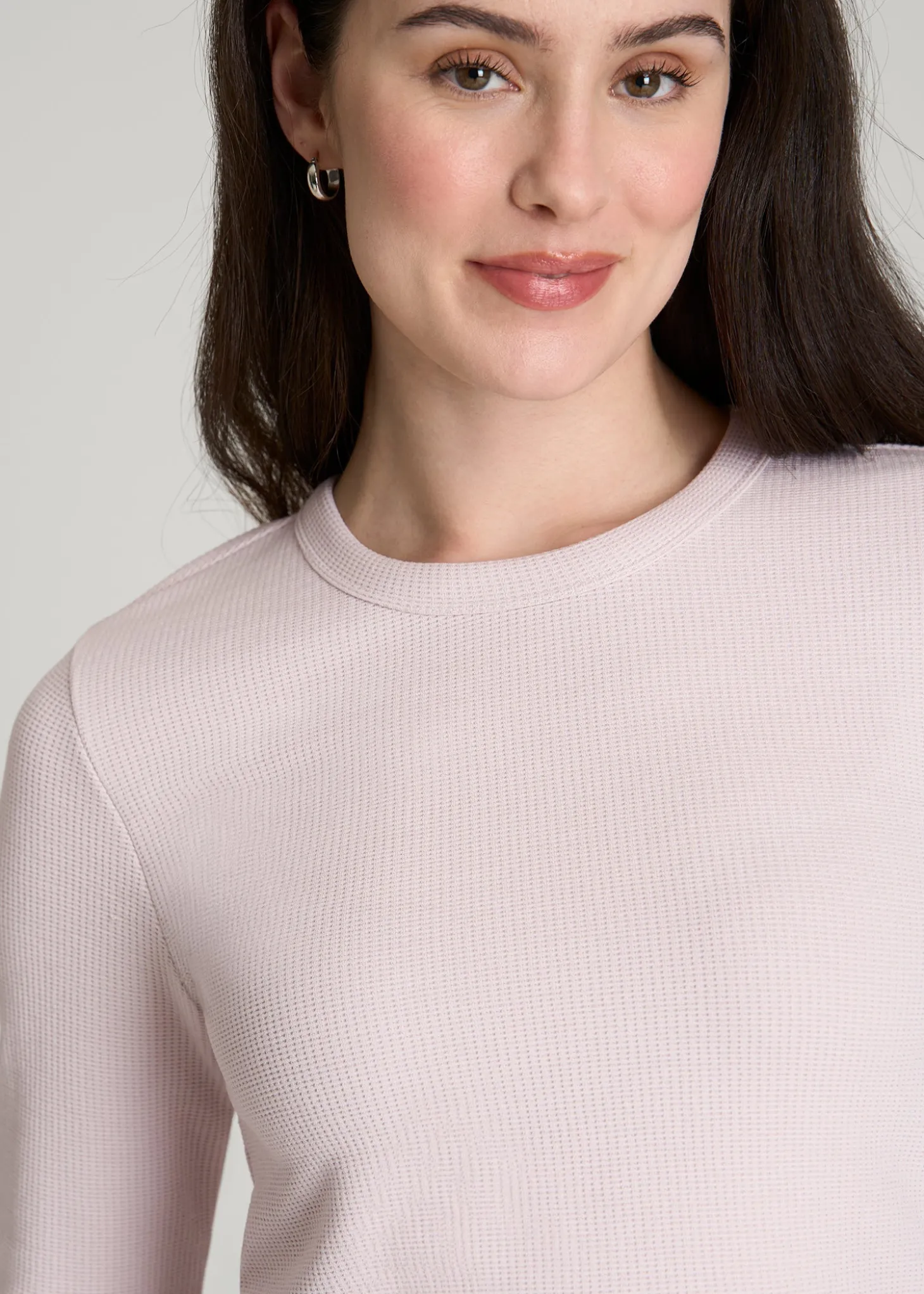 Cropped Long Sleeve Waffle Top for Tall Women