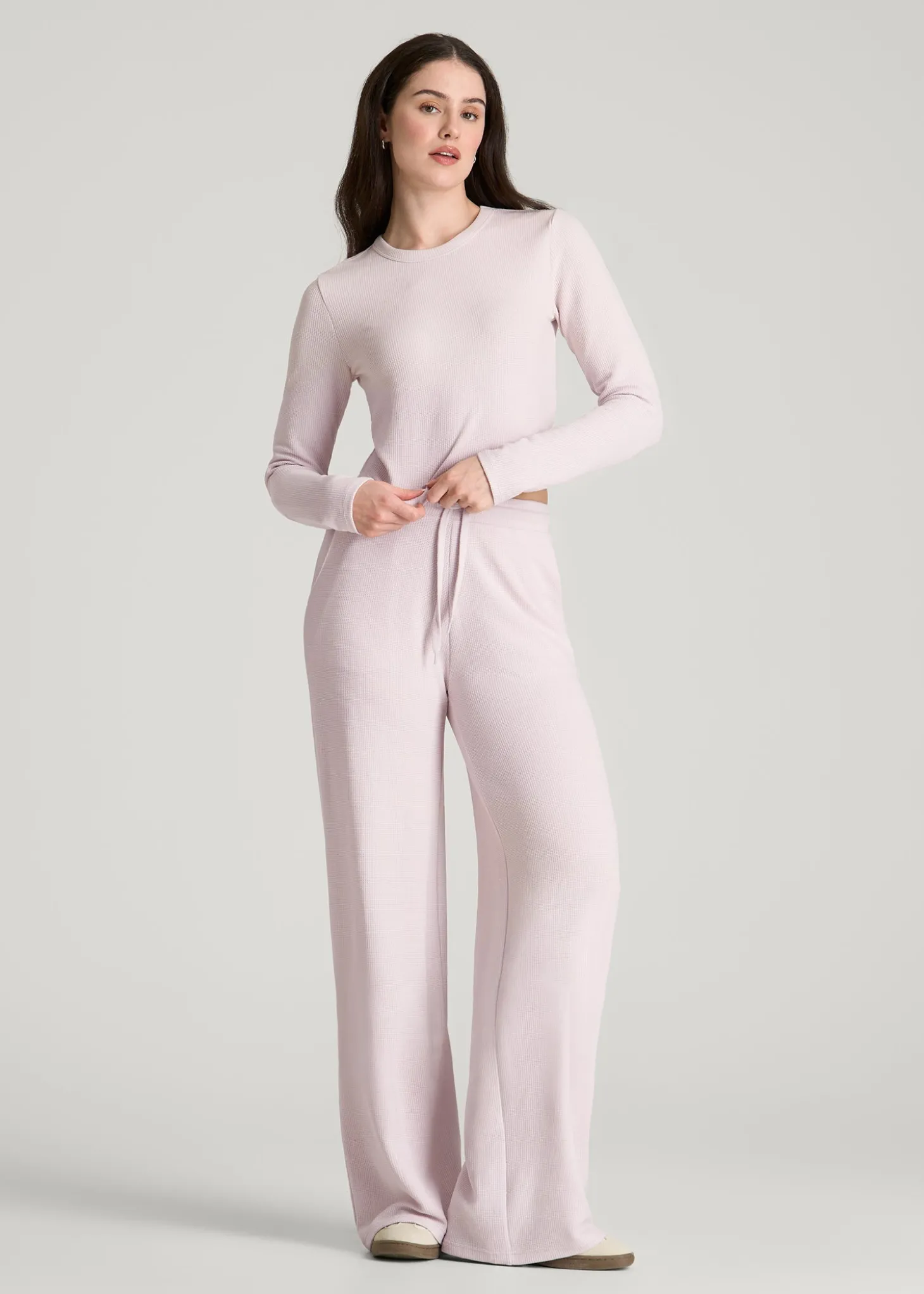 Cropped Long Sleeve Waffle Top for Tall Women