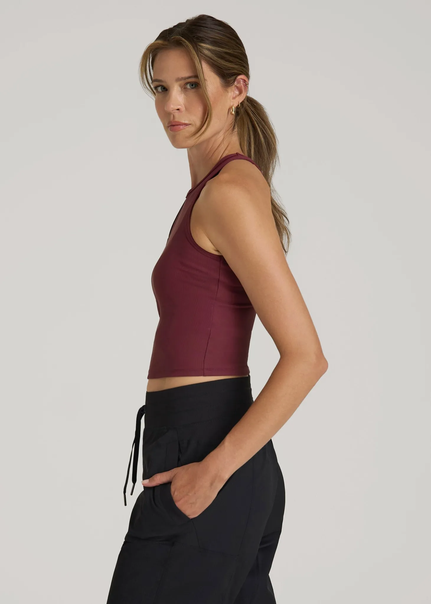Cropped Ribbed Tank Top for Tall Women