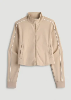 Cropped Track Jacket with Piping for Tall Women