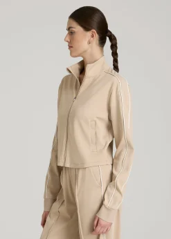 Cropped Track Jacket with Piping for Tall Women