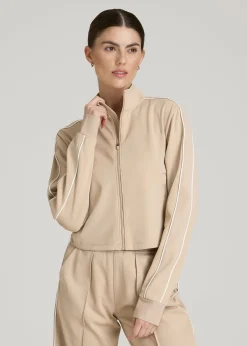 Cropped Track Jacket with Piping for Tall Women