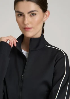 Cropped Track Jacket with Piping for Tall Women