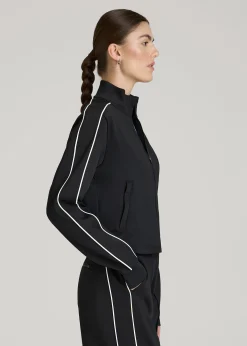 Cropped Track Jacket with Piping for Tall Women