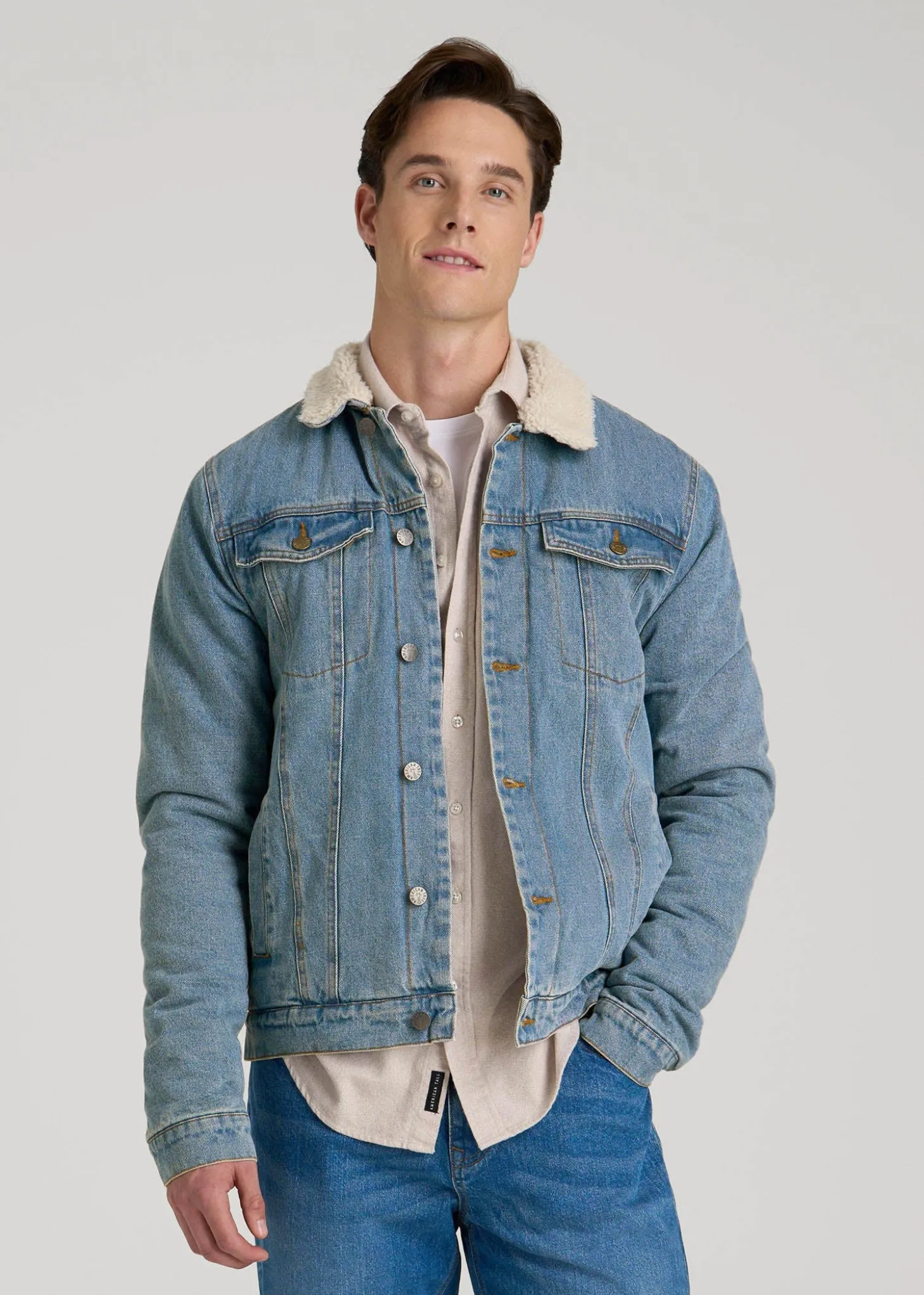 Denim Sherpa Jacket for Tall Men