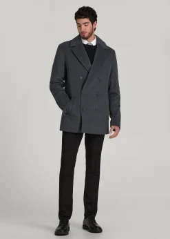 Double-Breasted Wool Peacoat for Tall Men