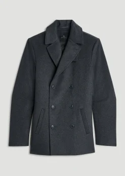 Double-Breasted Wool Peacoat for Tall Men