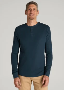 Double Honeycomb Thermal Long-Sleeve Henley Shirt for Tall Men