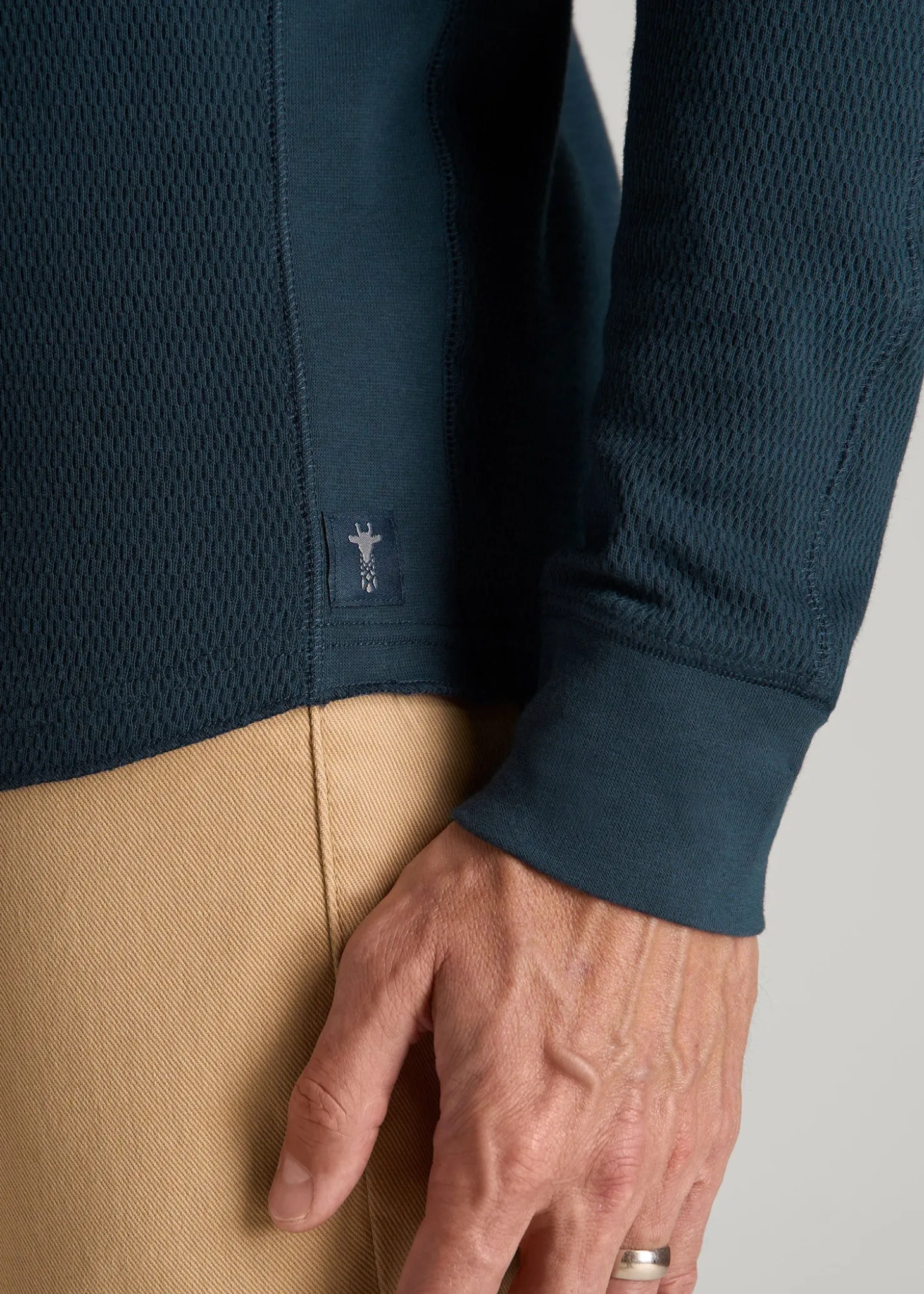 Double Honeycomb Thermal Long-Sleeve Henley Shirt for Tall Men