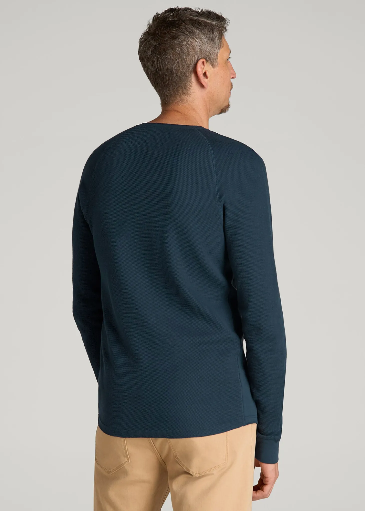 Double Honeycomb Thermal Long-Sleeve Henley Shirt for Tall Men