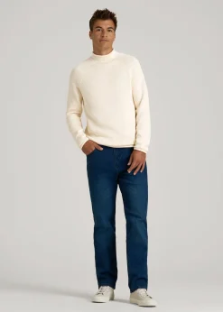 Fisherman Knit Rolled Mock Neck Sweater for Tall Men