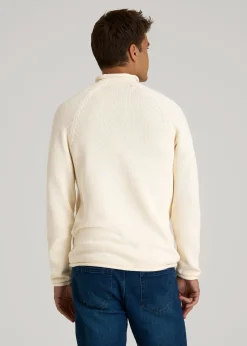 Fisherman Knit Rolled Mock Neck Sweater for Tall Men