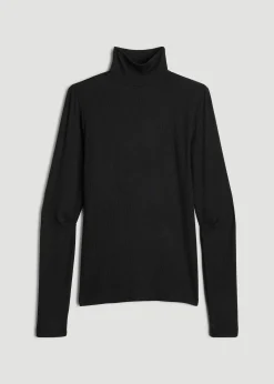 Fitted Long Sleeve Ribbed Turtleneck Tee for Tall Women