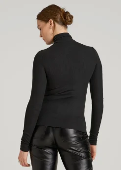 Fitted Long Sleeve Ribbed Turtleneck Tee for Tall Women